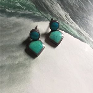 Turquoise and silver drop earrings
